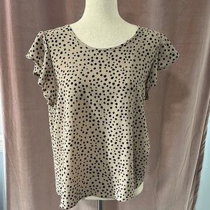 Papermoon Black and Tan Flutter Sleeve Blouse